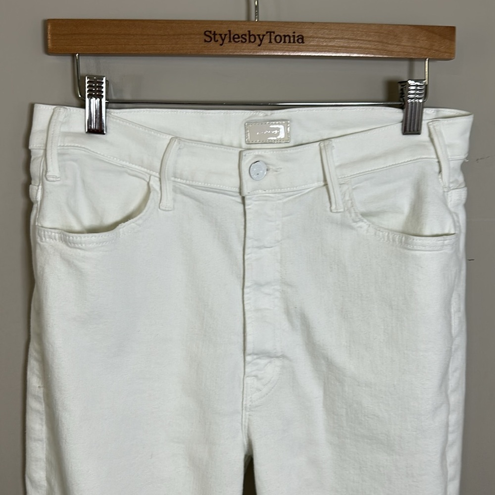 MOTHER The Hustler Ankle Fray Jean Fairest of them All White Sz 32 - Picture 6 of 14